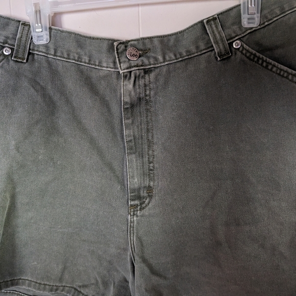 Vintage RIVETED BY LEE Cargo Shorts Size 18 M Olive Green 90 - Picture 5 of 8